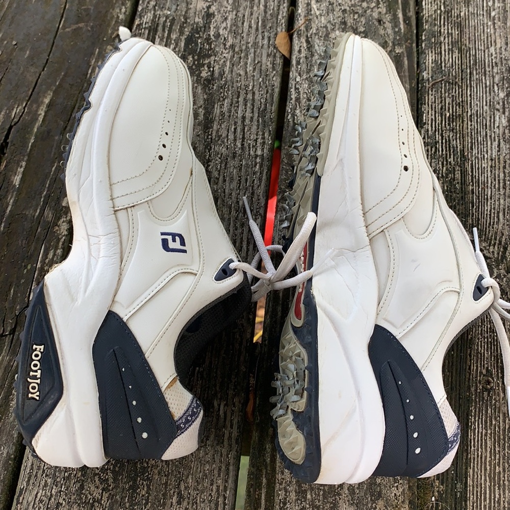 Foot joy white & blue lace up golf shoes sz 9 1/2 - Picture 4 of 10